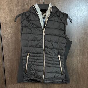 YMI Black Quilted Vest with Gold Zippers